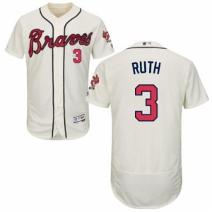 Men\'s Majestic Atlanta Braves #3 Babe Ruth Cream Flexbase Authentic Collection MLB Jersey