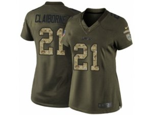 Women Nike New York Jets #21 Morris Claiborne Limited Green Salute to Service NFL Jersey