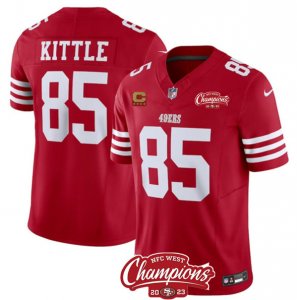Men\'s San Francisco 49ers #85 George Kittle Red 2023 F.U.S.E. With 4-star C And NFC West Champions Football Stitched Jersey