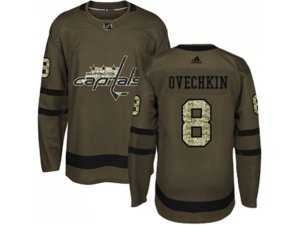 Youth Adidas Washington Capitals #8 Alex Ovechkin Green Salute to Service Stitched NHL Jersey