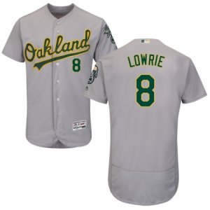 Men\'s Majestic Oakland Athletics #8 Jed Lowrie Grey Flexbase Authentic Collection MLB Jersey