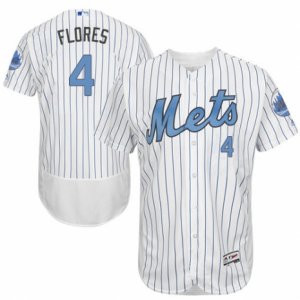 Men\'s Majestic New York Mets #4 Wilmer Flores Authentic White 2016 Father\'s Day Fashion Flex Base MLB Jersey