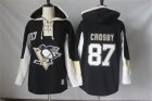 Mens Pittsburgh Penguins #87 Sidney Crosby Black Pullover Hoodie Stitched NHL Jersey