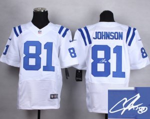 Nike Indianapolis Colts #81 Andre Johnson white jerseys(Elite)(Signature)