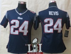 Nike Patriots #24 Darrelle Revis Navy Women 2017 Super Bowl LI Game Jersey