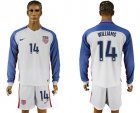 USA #14 Williams Home Long Sleeves Soccer Country Jersey