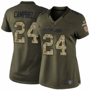 Women\'s Nike Cleveland Browns #24 Ibraheim Campbell Limited Green Salute to Service NFL Jersey