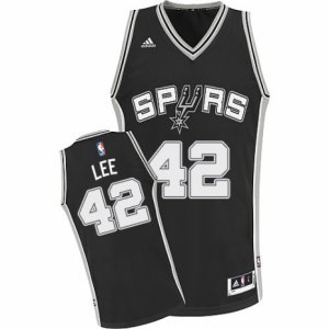 Men\'s Adidas San Antonio Spurs #42 David Lee Swingman Black Road NBA Jersey