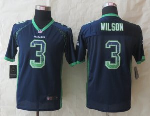 Youth 2014 New Nike Seattle Seahawks #3 Wilson Blue Jerseys(Drift Fashion)