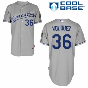 Men\'s Majestic Kansas City Royals #36 Edinson Volquez Replica Grey Road Cool Base MLB Jersey