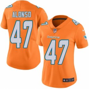 Women\'s Nike Miami Dolphins #47 Kiko Alonso Limited Orange Rush NFL Jersey