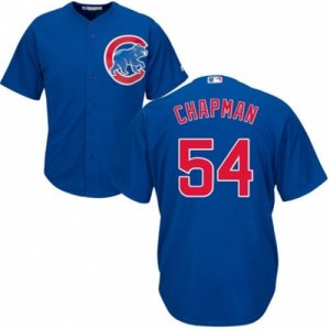 Mens Majestic Chicago Cubs #54 Aroldis Chapman Replica Royal Blue Alternate Cool Base MLB Jersey