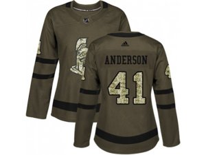 Women Adidas Ottawa Senators #41 Craig Anderson Green Salute to Service Stitched NHL Jersey