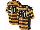 Mens Nike Pittsburgh Steelers #90 T. J. Watt Elite Yellow Black Alternate 80TH Anniversary Throwback NFL Jersey