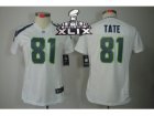 2015 Super Bowl XLIX Nike Women NFL Seattle Seahawks #81 Golden Tate white Jerseys