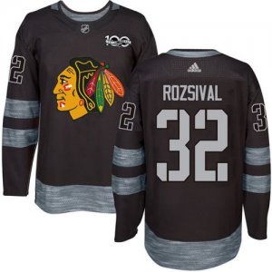 Mens Chicago Blackhawks #32 Michal Rozsival Black 1917-2017 100th Anniversary Stitched NHL Jersey