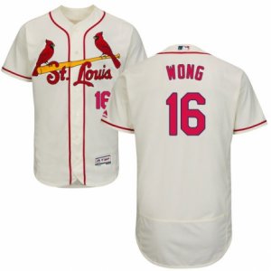 Mens Majestic St. Louis Cardinals #16 Kolten Wong Cream Flexbase Authentic Collection MLB Jersey