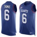 Mens Nike New York Giants #6 Logan Thomas Limited Royal Blue Player Name & Number Tank Top NFL Jersey