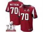 Mens Nike Atlanta Falcons #70 Jake Matthews Elite Red Team Color Super Bowl LI 51 NFL Jersey