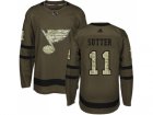 Adidas St. Louis Blues #11 Brian Sutter Green Salute to Service Stitched NHL Jersey
