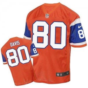 Nike Denver Broncos #80 Vernon Davis Orange Throwback Men Stitched NFL Elite Jersey