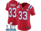 Women Nike New England Patriots #33 Kevin Faulk Red Alternate Vapor Untouchable Limited Player Super Bowl LII NFL Jersey