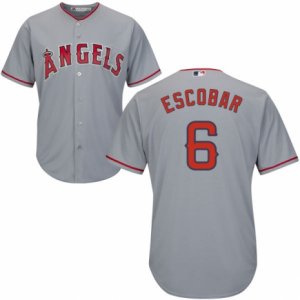 Men\'s Majestic Los Angeles Angels of Anaheim #6 Yunel Escobar Replica Grey Road Cool Base MLB Jersey