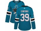 Women Adidas San Jose Sharks #39 Logan Couture Teal Home Authentic Stitched NHL Jersey