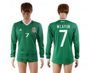 Mexico #7 M.Layun Home Long Sleeves Soccer Country Jersey