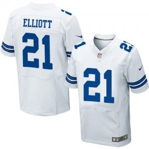 Nike Dallas Cowboys #21 Ezekiel Elliott White Men Stitched NFL Elite Jersey