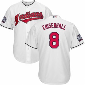 Youth Majestic Cleveland Indians #8 Lonnie Chisenhall Authentic White Home 2016 World Series Bound Cool Base MLB Jersey