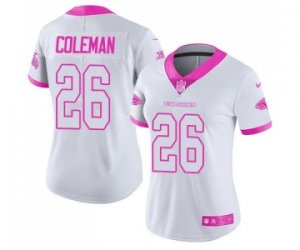 Women\'s Nike Atlanta Falcons #26 Tevin Coleman Limited Rush Fashion Pink NFL Jersey