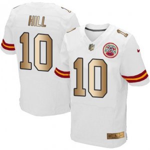 Nike Kansas City Chiefs #10 Tyreek Hill White Mens Stitched NFL Elite Gold Jersey