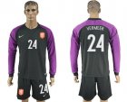 Holland #24 Vermeer Black Goalkeeper Long Sleeves Soccer Country Jersey