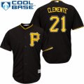 Women's Majestic Pittsburgh Pirates #21 Roberto Clemente Replica Black Alternate Cool Base MLB Jersey
