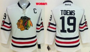 Women NHL Chicago Blackhawks #19 Jonathan Toews classic white jerseys