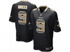 Mens Nike New Orleans Saints #9 Drew Brees Limited Black Strobe NFL Jersey