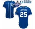 2015 World series champions Mlb Kansas City Royals #25 Kendrys Morales L.blue jerseys