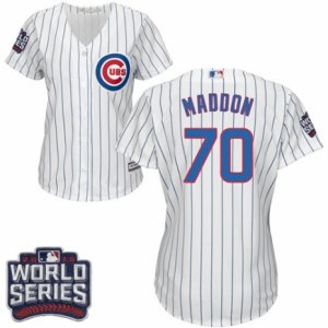 Women\'s Majestic Chicago Cubs #70 Joe Maddon Authentic White Home 2016 World Series Bound Cool Base MLB Jersey