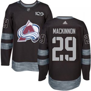 Mens Colorado Avalanche #29 Nathan MacKinnon Black 1917-2017 100th Anniversary Stitched NHL Jersey