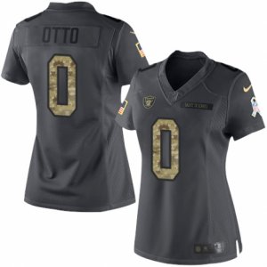 Women\'s Nike Oakland Raiders #0 Jim Otto Limited Black 2016 Salute to Service NFL Jersey