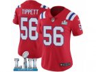 Women Nike New England Patriots #56 Andre Tippett Red Alternate Vapor Untouchable Limited Player Super Bowl LII NFL Jersey