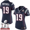 Womens Nike New England Patriots #19 Malcolm Mitchell Elite Navy Blue Team Color Super Bowl LI 51 NFL Jersey