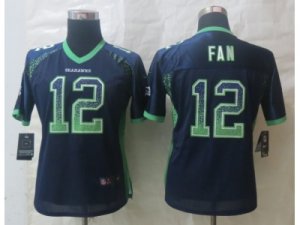 Women Nike Seattle Seahawks #12 Fan Blue Jerseys(Drift Fashion)