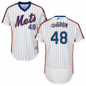 Men\'s Majestic New York Mets #48 Jacob deGrom White Royal Flexbase Authentic Collection MLB Jersey