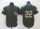 Dodgers #22 Clayton Kershaw Olive Camo Salute To Service Cool Base Jersey