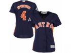 Women Majestic Houston Astros #4 George Springer Replica Navy Blue Alternate 2017 World Series Bound Cool Base MLB Jersey