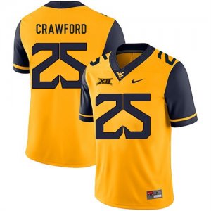 West Virginia Mountaineers 25 Justin Crawford Gold College Football Jersey