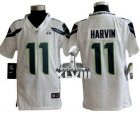 Nike Seattle Seahawks #11 Percy Harvin White Super Bowl XLVIII Youth NFL Elite Jersey