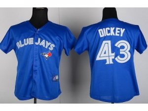 MLB Women Toronto Blue Jays #43 DICKEY Blue Jerseys